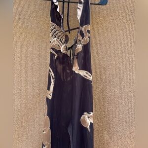 Murci DEEP V RUFFLE DETAIL MAXI DRESS IN SCORPION Sz 4